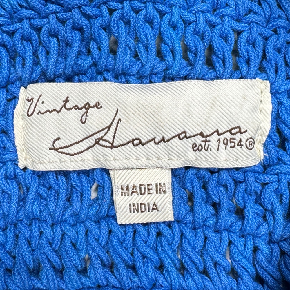 VINTAGE HAVANA | Large Blue Crochet Hobo Sling Beach Shopping Bag - Picture 11 of 13